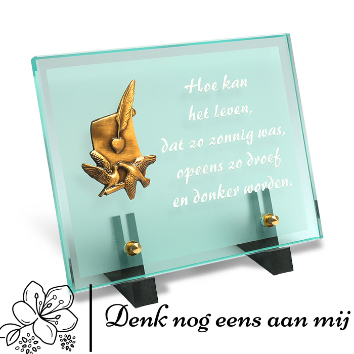 Gedenksteen Glas + tekst + brons