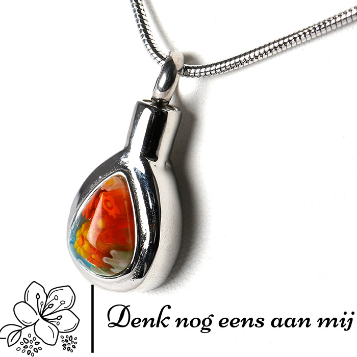 Ashanger - Druppel met steentjes - Incl. slangencollier