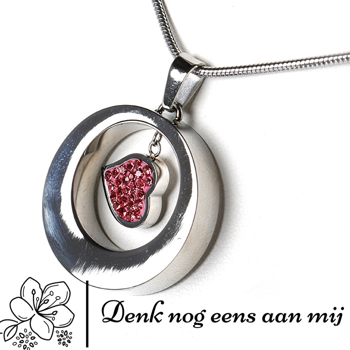 Ashanger - Hoogwaardig roestvrij staal - Ovaal met hart steentjes in holte