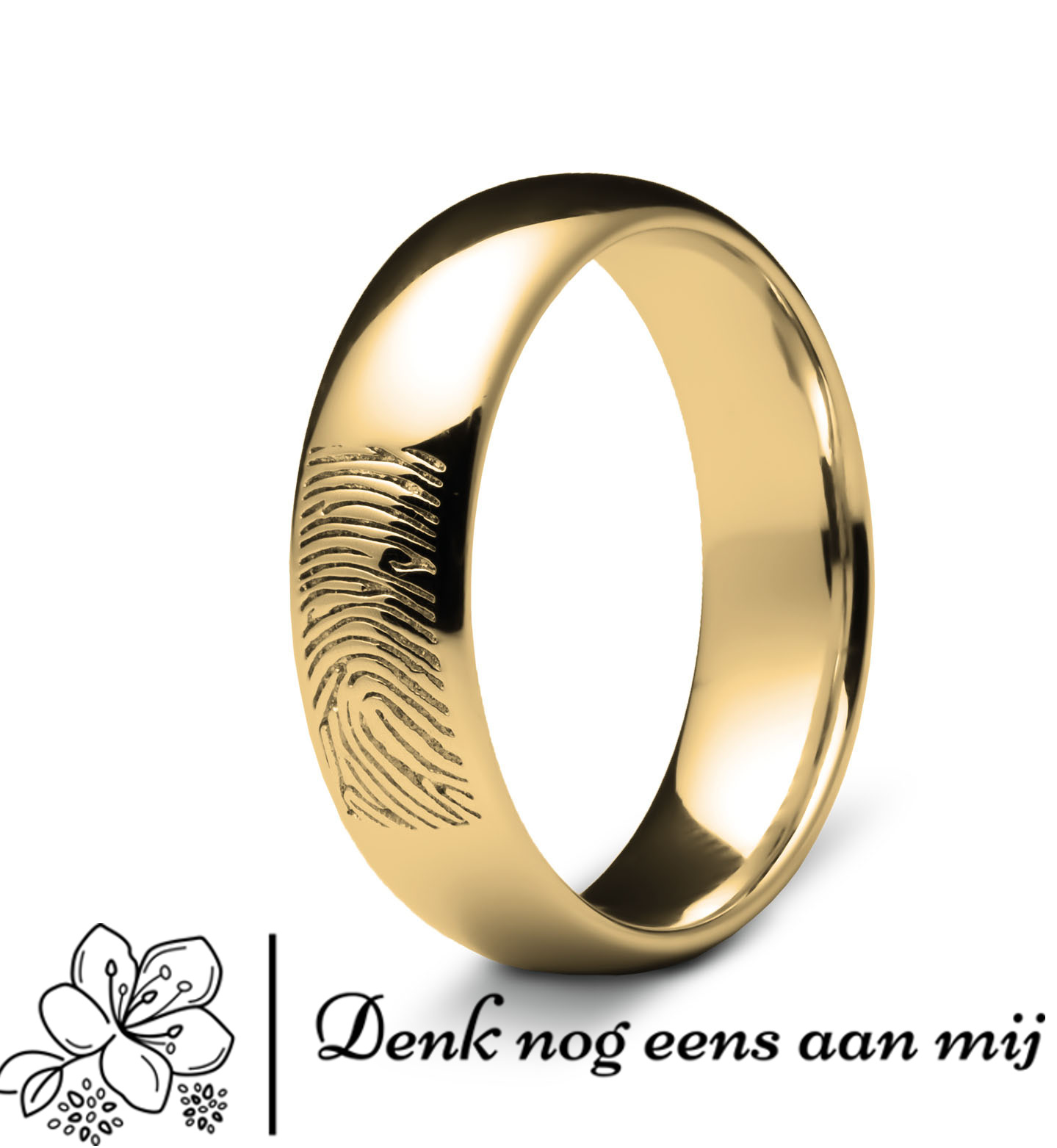 Ring glanzend met fingerprint - 18K Goud