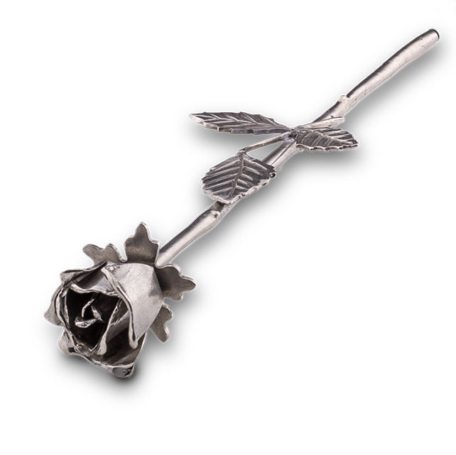 Asbeeld zilvertin - De roos, symbool van de liefde