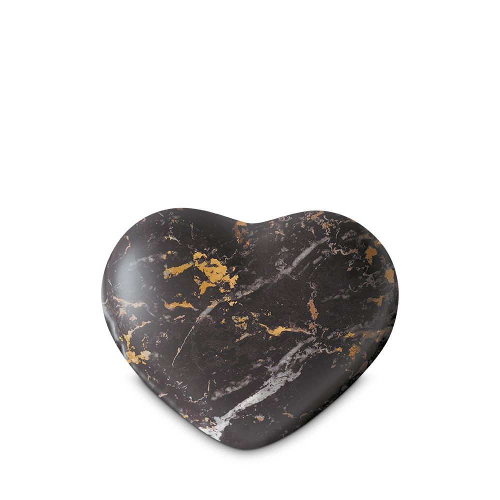 Urne porselein Heart / Zwart Marmer met goud - 3L