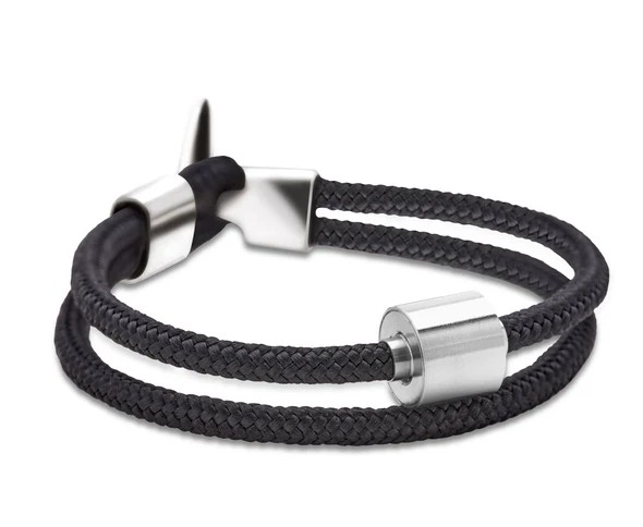 Memento Armband (L) Koord Geborsteld As Kraal Zwart