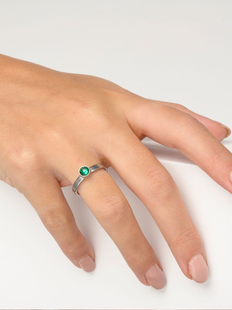 Mei Birthstone ring staal
