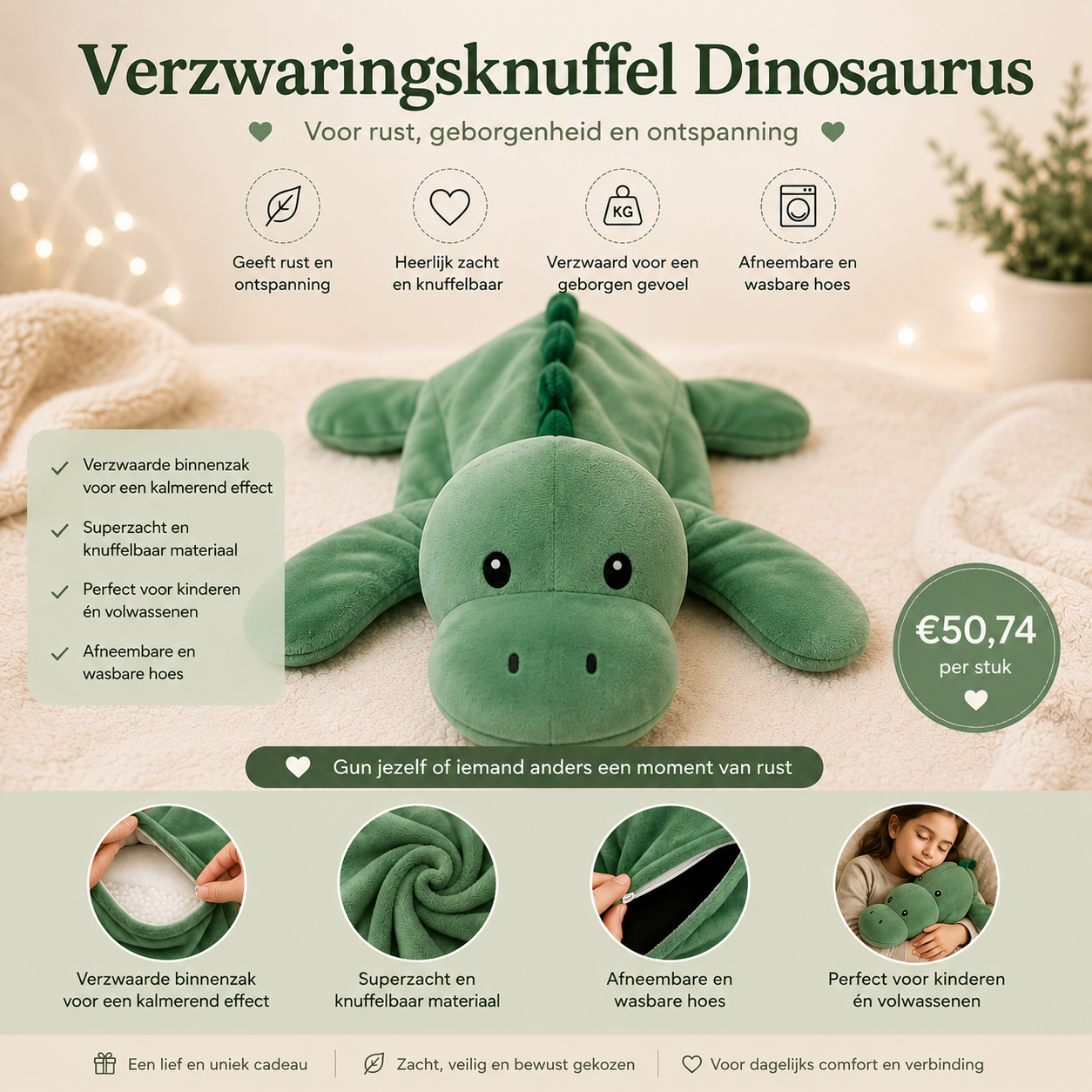 zachte verzwaringsknuffel dinosaurus voor rust ontspanning en geborgenheid