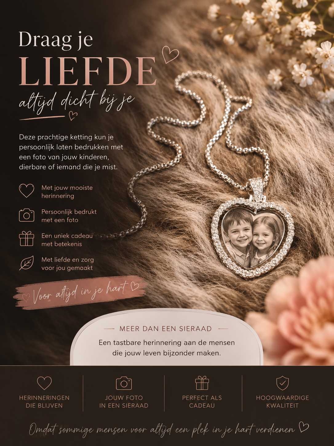 Persoonlijke fotoketting met eigen foto als uniek en betekenisvol cadeau
