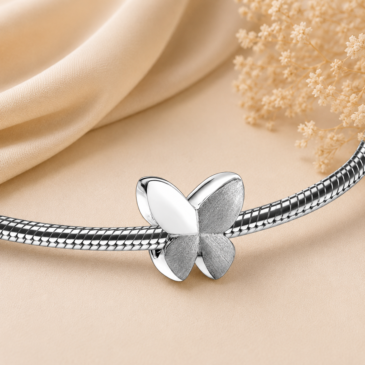 Vlinder Asbedel Sterling 925 Zilver | Herinneringsbedel voor Armband BD2020