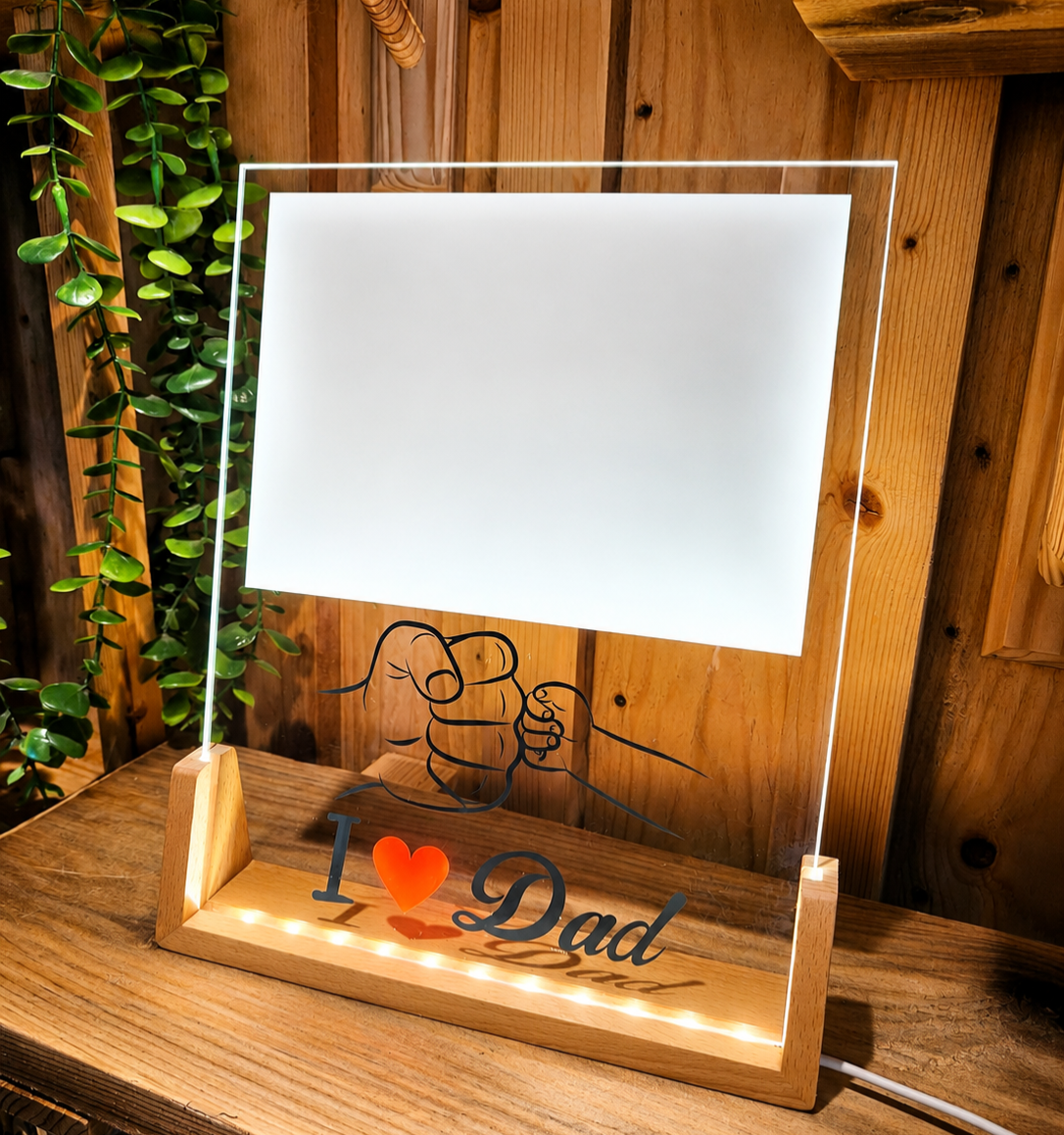 LED Fotolamp Papa met Eigen Foto – Gepersonaliseerd Vaderdag Cadeau