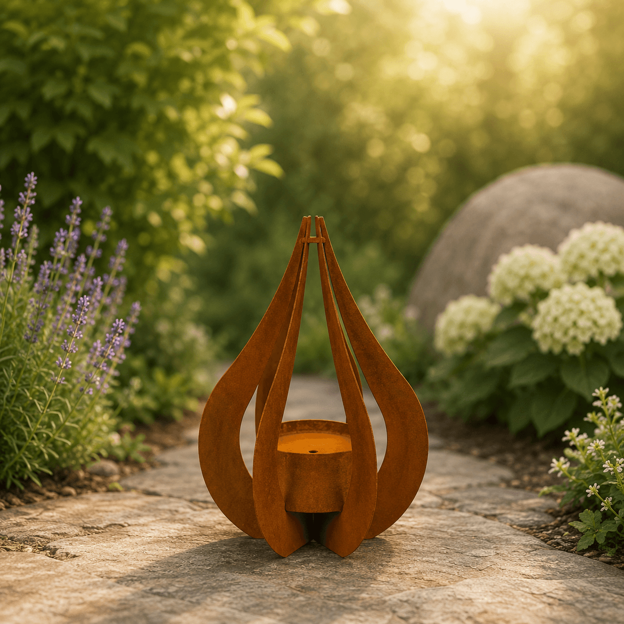 Cortenstaal Urn Tuinornament Teardrop Klein – Exclusieve Buitenurn voor Tuin en Herdenkingsplek